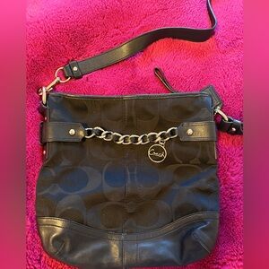 Coach Black and Silver Chain Shoulder Bag